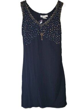Newport News Sequins Embellished Black Sleeveless Dress